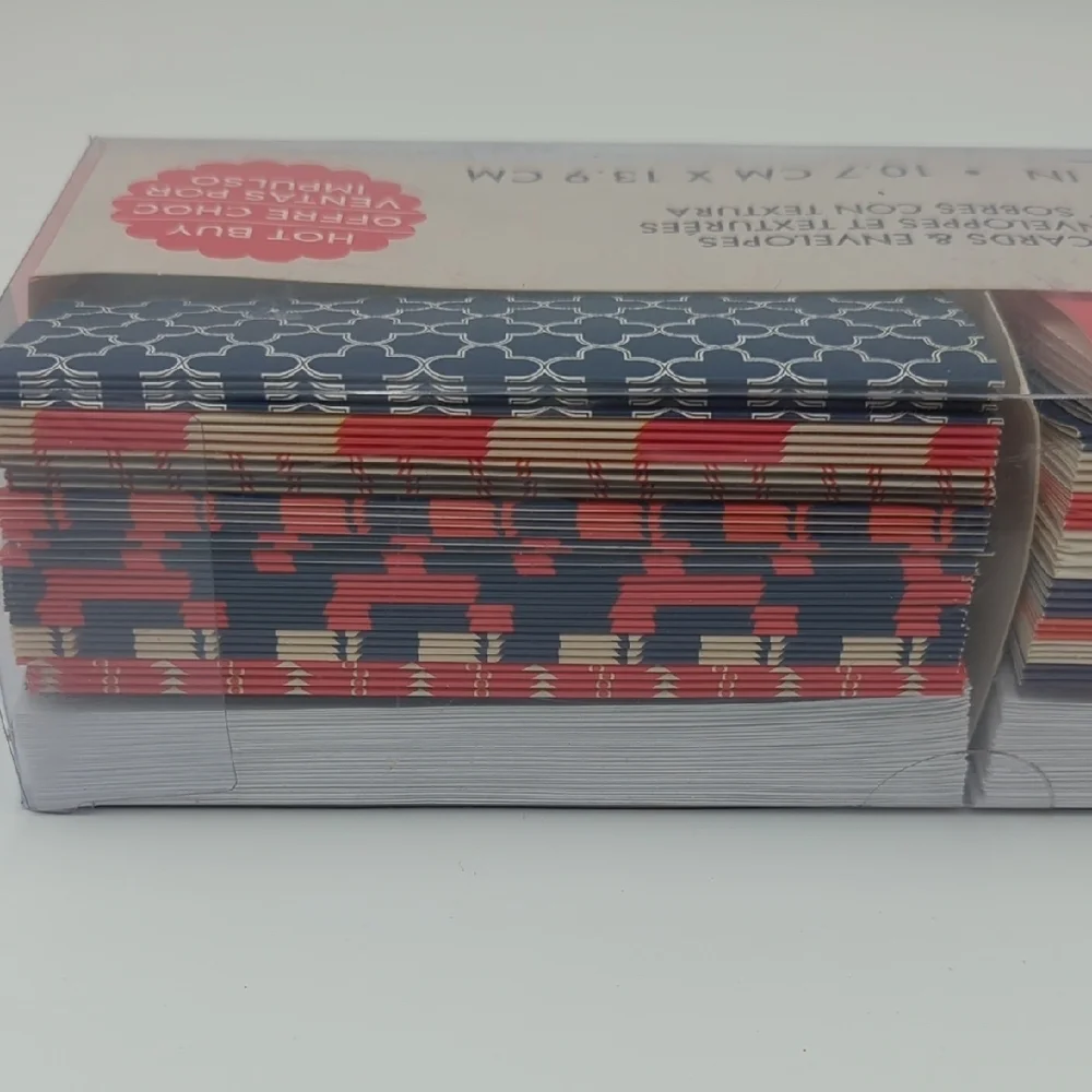Craft Smith Textured Cards & Envelopes 80 Set Lattice Print Red White Blue